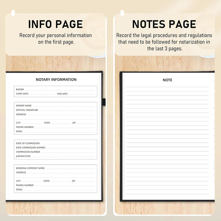 12"x8.5" Notary Journal Log Book with 480 Record Entries, 160 Numbered Pages - OneBag