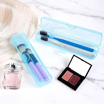 2 Pcs Portable Toothbrush Case, Clear Blue Travel Toothbrush Holder Cover - OneBag