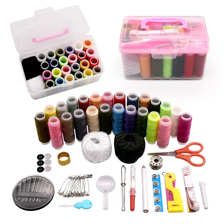 Portable Sewing Kit Box, Premium Sewing Supplies with Storage Box- Pink - OneBag