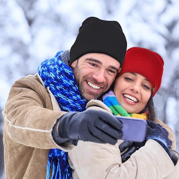Black Beanie Hat Winter Hat for Men and Women, Stretchy Soft Knitted Hat Unisex - OneBag