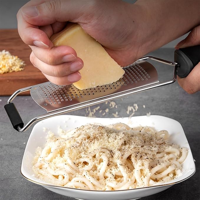 Cheese Grater, Multipurpose Kitchen Cheese Grater, Razor Sharp Stainless Steel Blade Silica Gel Handle Used for Cheese Carrot Chocolate Ginger Garlic Coconut Nuts and Cinnamon - OneBag