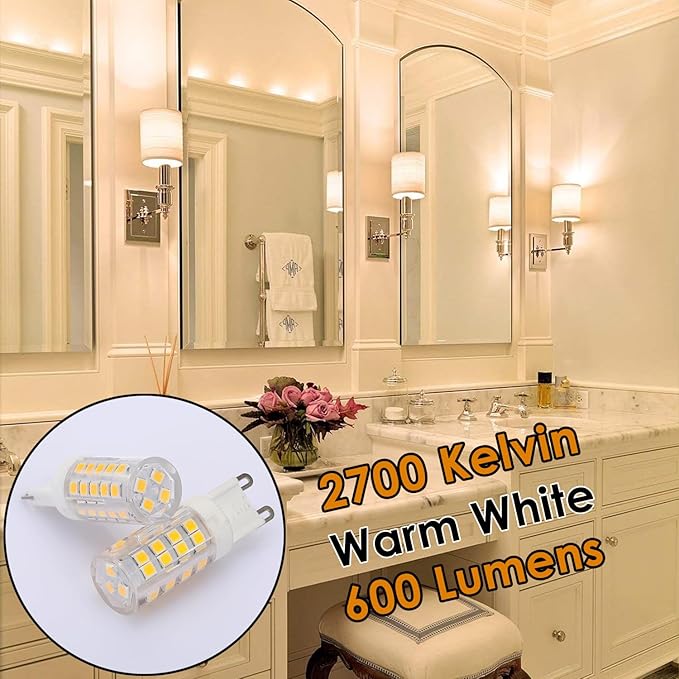 5 Pcs G9 LED Bulbs, 5W 450LM (Equivalent to 40W Halogen), 2700K Warm White, AC 85-265V Wide Voltage, 360° Beam Angle, Non-Dimmable Energy Saving G9 Light Bulbs - OneBag