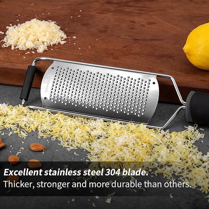 Cheese Grater, Multipurpose Kitchen Cheese Grater, Razor Sharp Stainless Steel Blade Silica Gel Handle Used for Cheese Carrot Chocolate Ginger Garlic Coconut Nuts and Cinnamon - OneBag