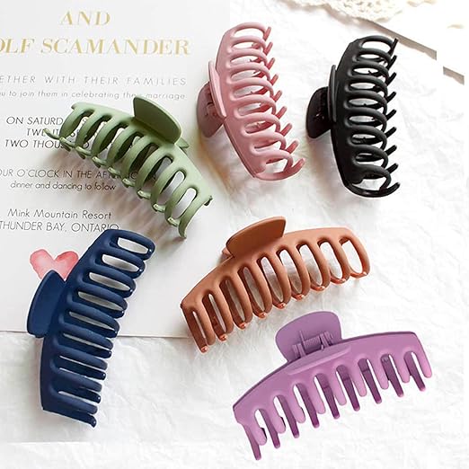 6 Pcs  Ladies Women Large and Small Hair Clamp Accessories Plastic Acrylic Hair Claws For Thick Hair - OneBag