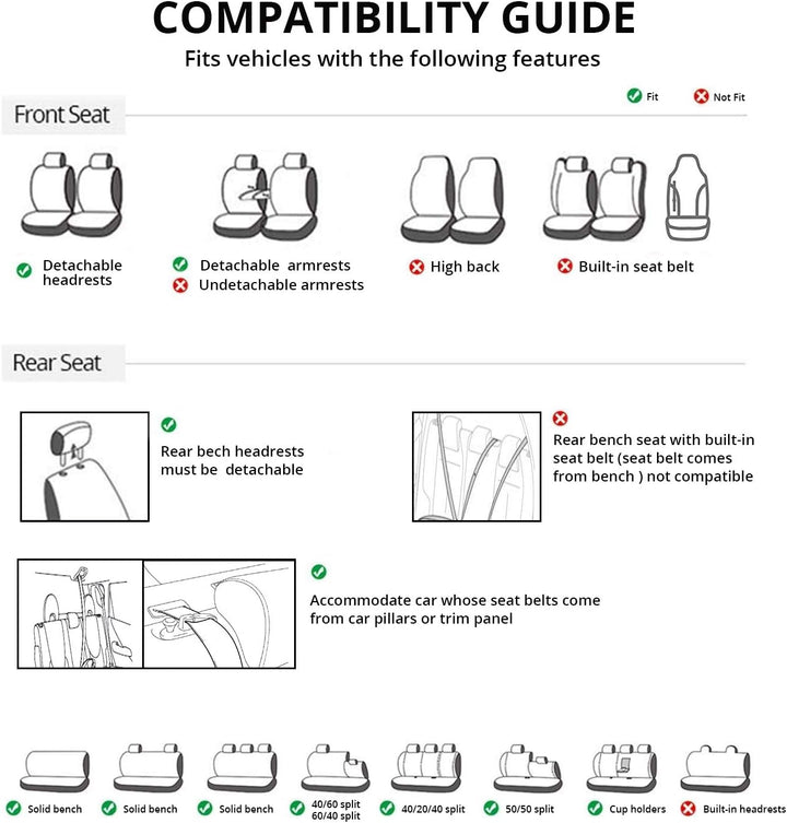 Universal Car Van Seat Covers Full Set for 5 Seater, Front Pair Seat Cover - OneBag