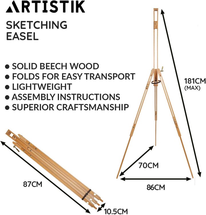 Portable Wooden Tri-Pod Artist Easel Stand for Painting, Sketching, Display, Exhibition - OneBag