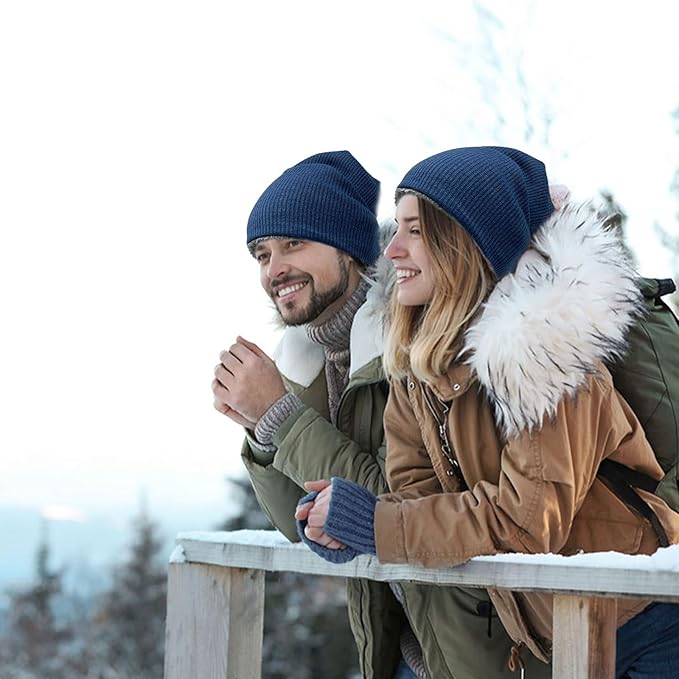 Navy Blue Winter Neck Warmer, Snood Winter Neck Scarf, Thermal Double-Layer Fleece Pullover Neck Scarf - OneBag