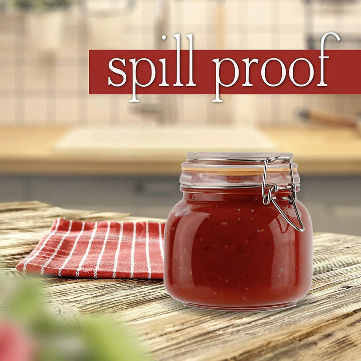 750 ml 25 oz Glass Jars With Airtight Lids And Leak Proof Rubber Gasket - OneBag