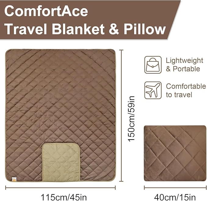 2 in 1 Travel Pillow Travel Blanket, Multi-Functional Cushion offers a dual-purpose Outdoor Blanket 150 * 115CM - OneBag