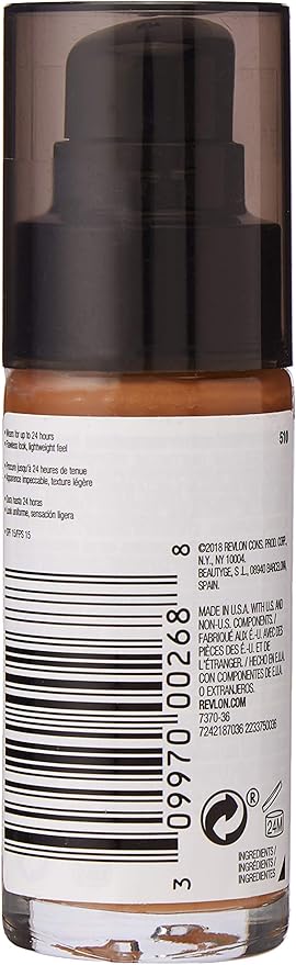 Revlon Colorstay Liquid Foundation Makeup for Combination/Oily Skin SPF 15, Longwear Medium-Full Coverage with Matte Finish, Pecan (510), 30 ml - OneBag