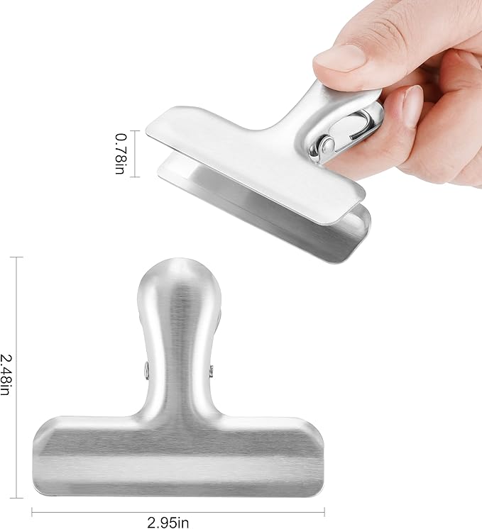 10 Pcs Stainless Steel Closure Clips, Metal Clips for Bags and Documents - OneBag