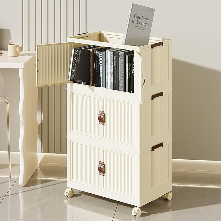 5 Pcs 52Litre Large Plastic Storage Box with Lid, Stackable Collapsible Storage Boxes Open Front - OneBag