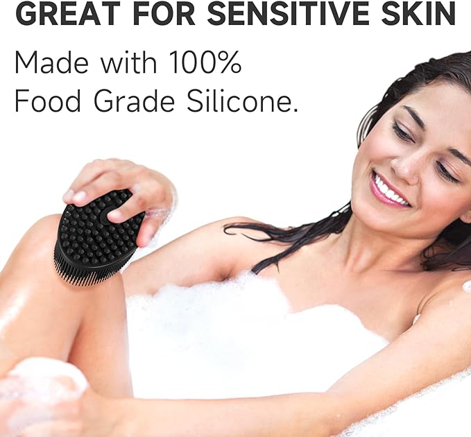 2 Pcs Black Silicone Body Scrubber with Two Sides, Gentle Exfoliating Scrub Cleansing Body - OneBag