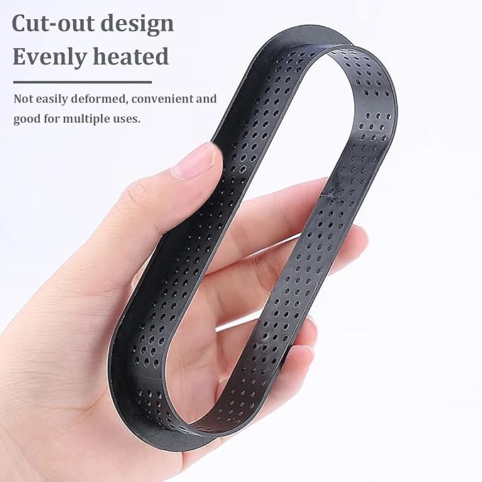 6 Pcs Oval Tart Rings Cake Molds, Perforated Pie Ring Heat-Resistant, Perforated Cake Mold Non Stick Mousse Mold for Quiche Cheese Cake Biscuit Dessert Baking Pies - OneBag