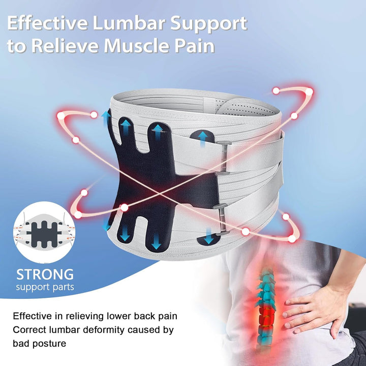 Lower Back Support Belt for Pain Relief, 5 Ribs Adjustable Lumbar Support for Disc, Sciatica, Scoliosis - OneBag