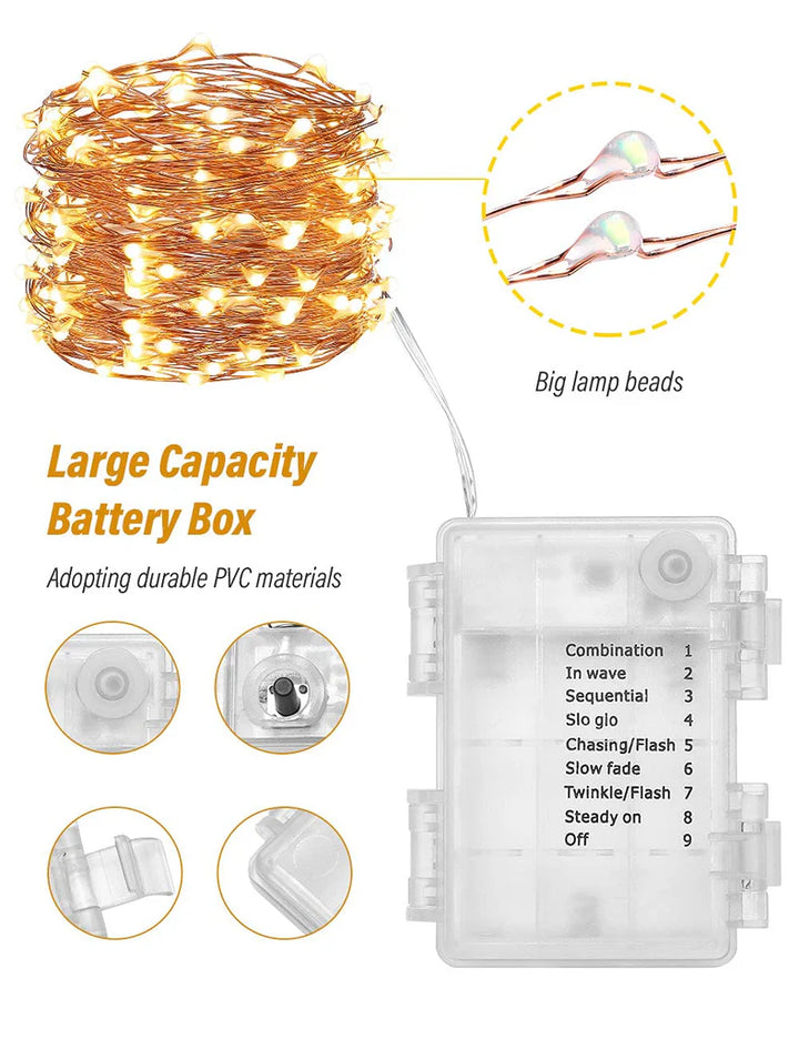 50 Mini Led String Lights, Fairy Lights 5M, 8 Mode Remote Control with Timer - OneBag