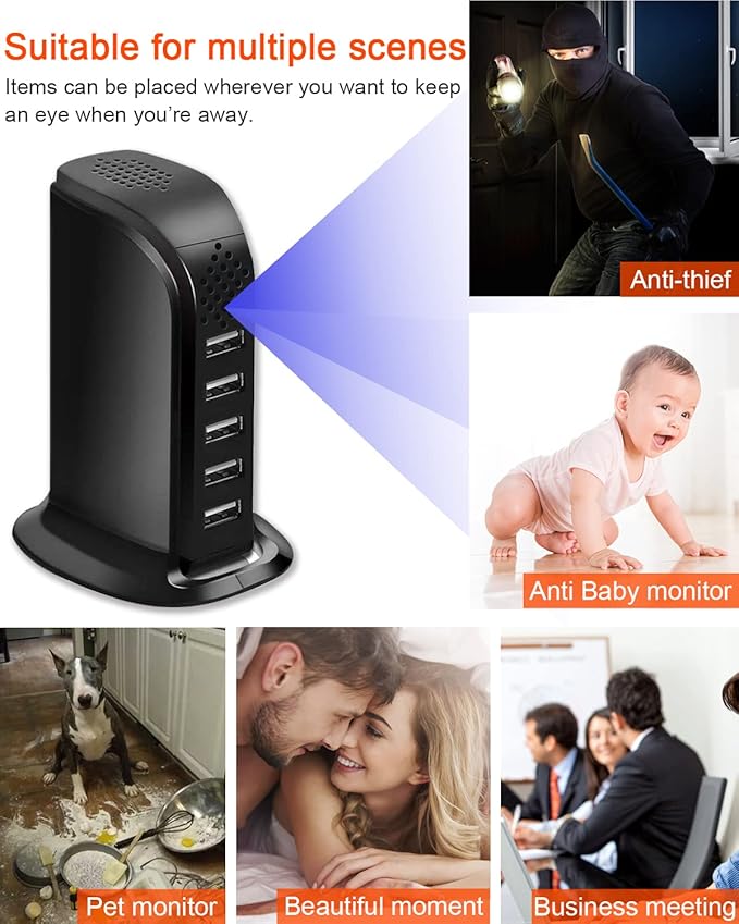 Mini Spy Hidden Camera Clothes Hook, Car Key, Smoke Detector, Power Bank, USB Charger Wireless Surveillance Camera - OneBag