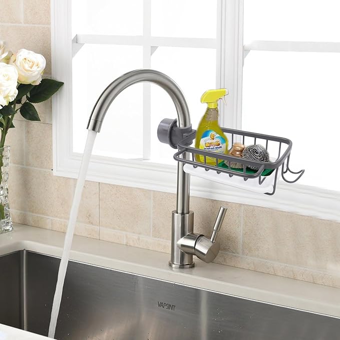 Gzsekken 2 Pcs Silver Sponge Holder for Kitchen Sink, Aluminium Hanging Sink Caddy Organizer Rack sponge drainer for bathroom - OneBag