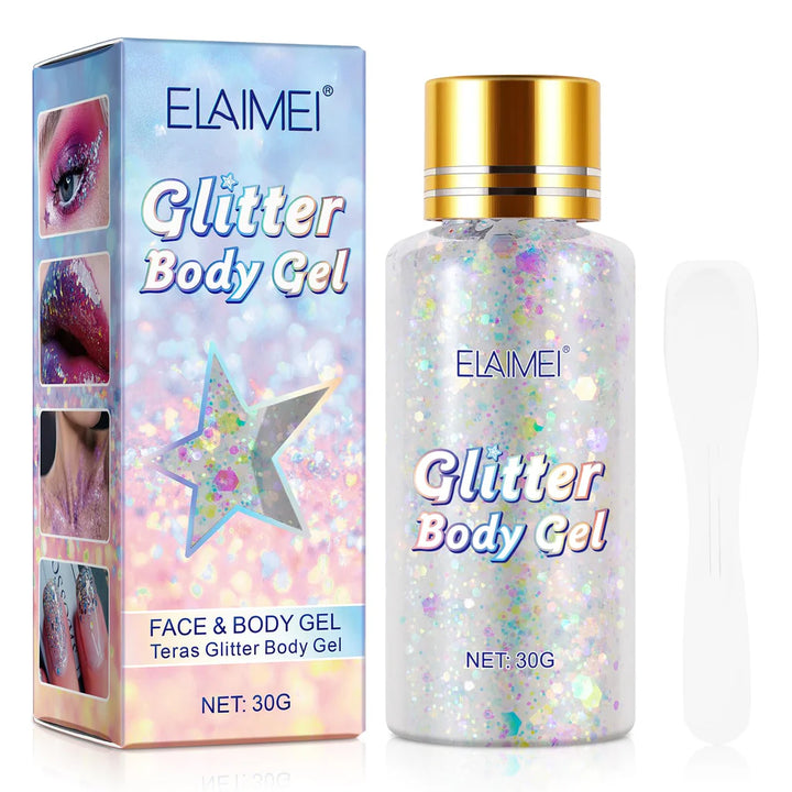 Body, Face, and Hair White Waterproof Glitter Gel, Holographic Mermaid Sequins Glitter - OneBag