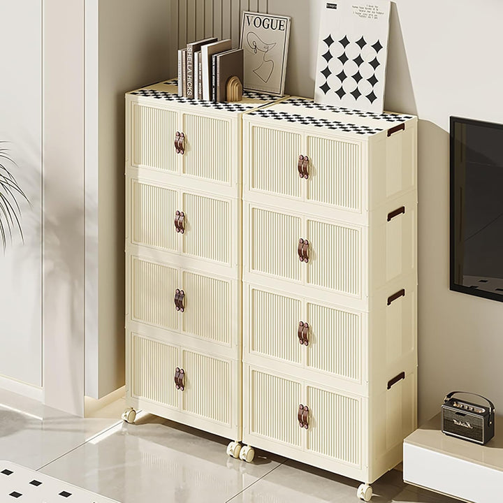 5 Pcs 52Litre Large Plastic Storage Box with Lid, Stackable Collapsible Storage Boxes Open Front - OneBag