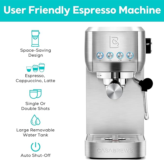 20 Bar Coffee Machine with Steam Milk Frother 1.3L Removable Water Tank, Espresso, Cappuccino and Latte Machine- missing small filter - OneBag