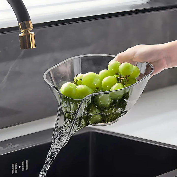 2 Pcs Multifunctional Temperature Resistant Drainage Basket Bowl with Spout - OneBag