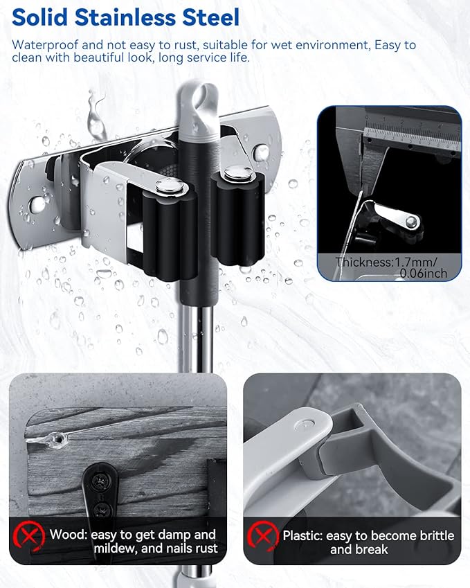 6 Pcs Wall Mounted Broom Holder - OneBag