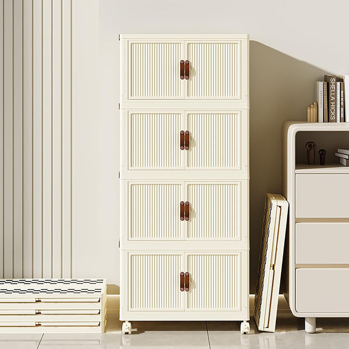 5 Pcs 52Litre Large Plastic Storage Box with Lid, Stackable Collapsible Storage Boxes Open Front - OneBag