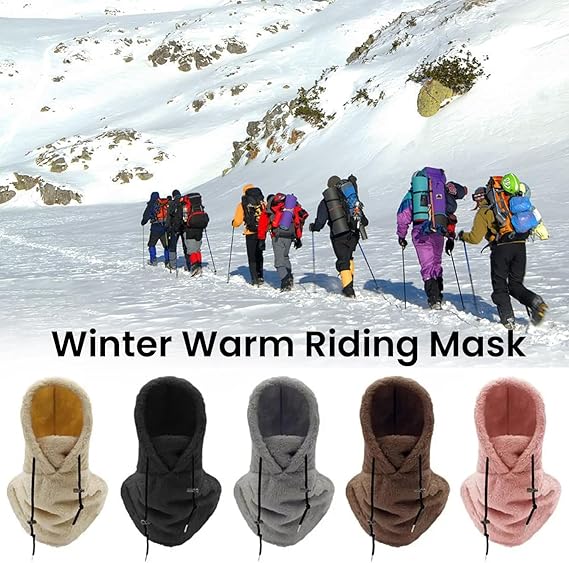 Sherpa Hood Ski Mask, Fleece Balaclava Hood Scarf for Women & Men Cold Weather, Adjustable Windproof Winter Mask Warm Mask Cover Hat Cap, Thermal Scarf Hat - OneBag