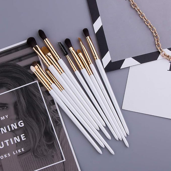 11 Pcs UNIMEIX White Eye Makeup Brushes, Pearl Black Eyeshadow Makeup Brushes Set - OneBag