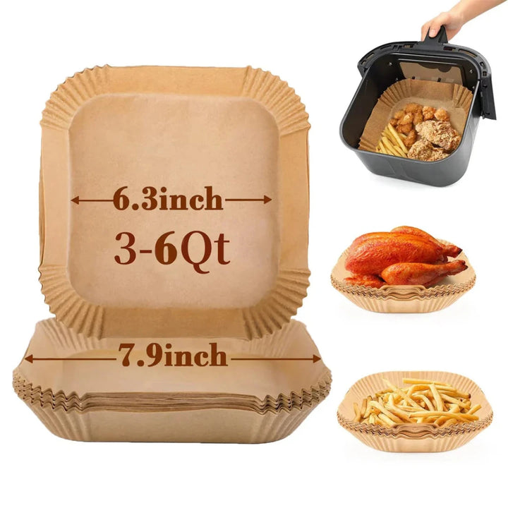 6.3 inch/ 16cm Disposable Square Air Fryer Liners - OneBag