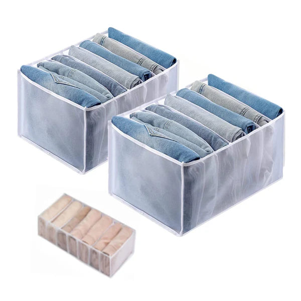 3 Pcs Foldable Wardrobe Storage Organiser Divider with 23 Grids - OneBag