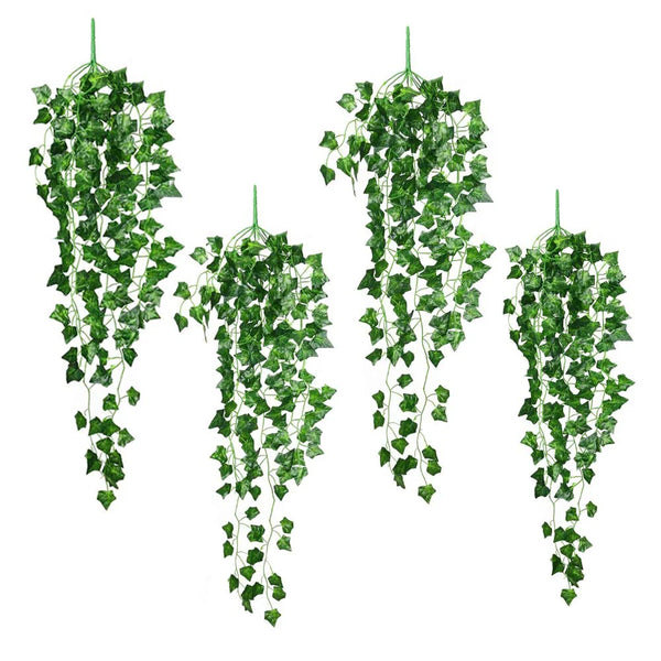 Artificial Hanging Vines Plants 2 Packs Plastic Fake Trailing Weeping Ivy Greenery Drooping Plant