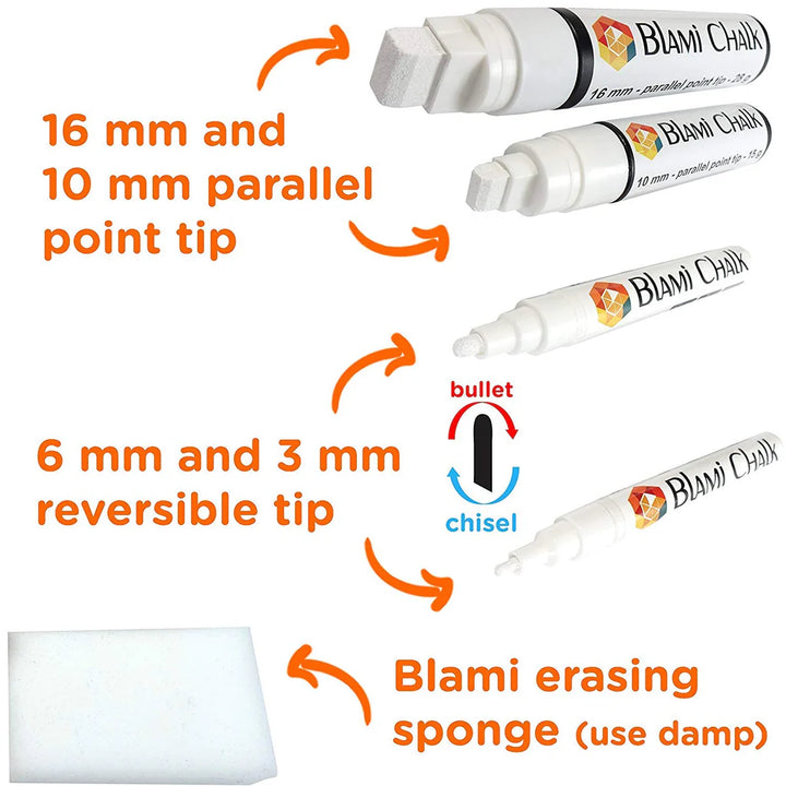 4 Pcs Liquid Chalk Pens, Non-Toxic Water-based Erasable for Glass Plastic Metal Chalkboards - OneBag