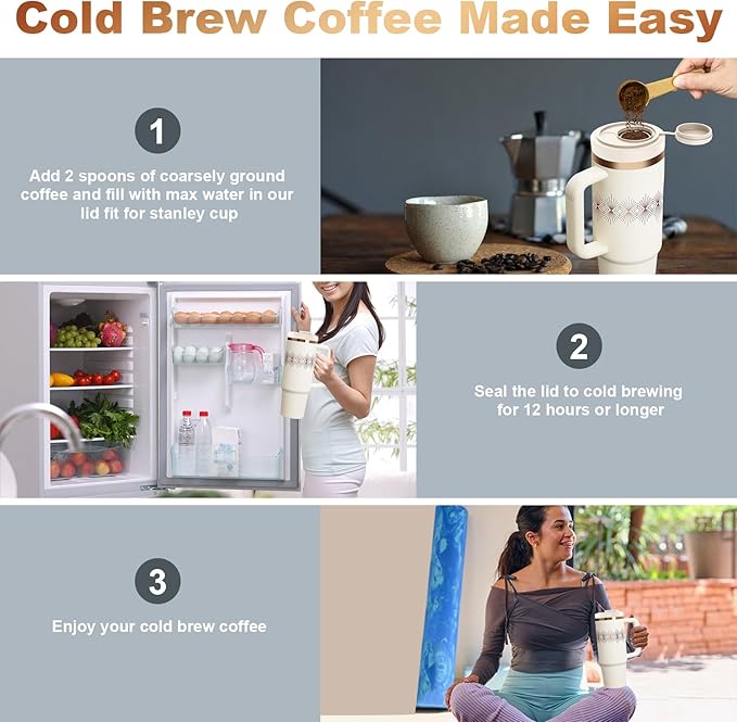 2 Pcs Cup Lid for Stanley Replacement, Stanley Leak Proof Lid with Pill Box + Coffee Funnel, Cup Lid Replacement for 40oz Stanley Quencher Accessories - OneBag