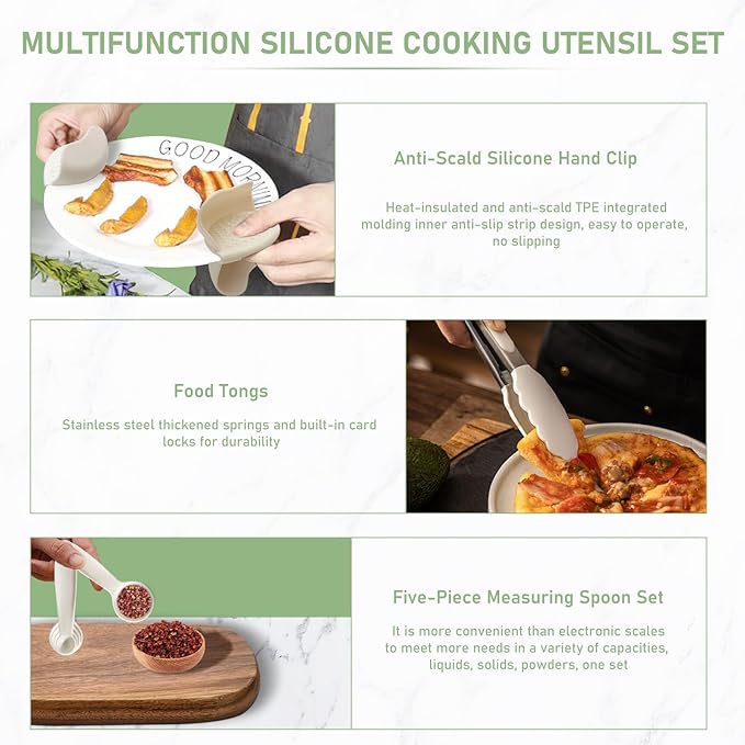 25 Pcs Silicone Non-stick Cooking Utensils Set, Spatula, Whisk, Cutting Board, Tong, Fruit Knife - OneBag