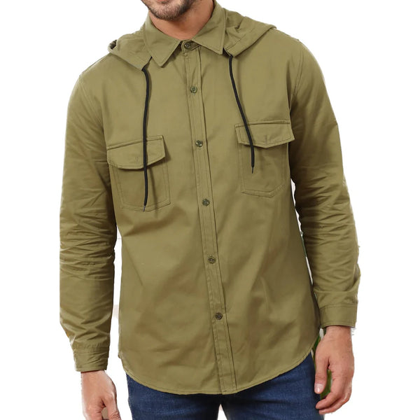 Men's Shirts Long Sleeve Cotton Jackets Button Down Shirt Work Hoodies Casual Hoodie Tops Green Shirt 3XL