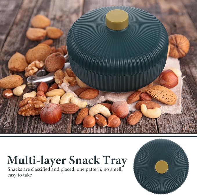 Divided Serving Tray with Lid, Dry Fruit Platter Tray, 3 Compartments Round Food Storage - OneBag