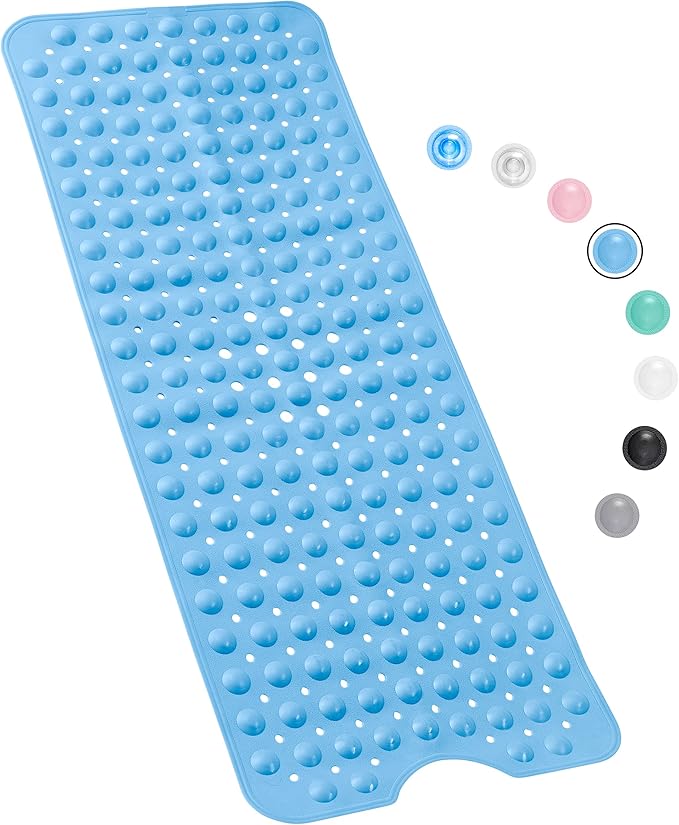 100 x 40 CM Non Slip Bath Mat, Bathtub Mat Non Slip, Easy Clean Non Slip Shower Mats, Sturdy Suction Cup Attaching, Comfortable for Feet, Draining Holes - OneBag