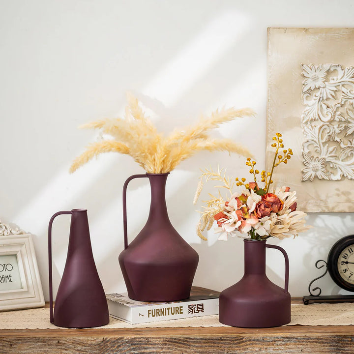 Metal Pitcher Flowers Vases, for Modern Boho House, Living Room, Table, Office - OneBag