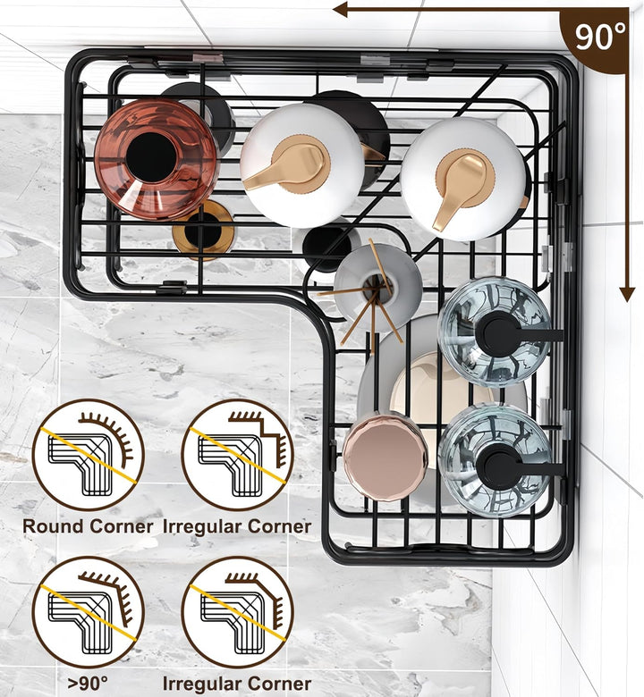 3 Pcs Black Corner Shower Caddy, Rustproof No Drilling Stainless Steel Corner Organizer Shelves for Bathroom - OneBag