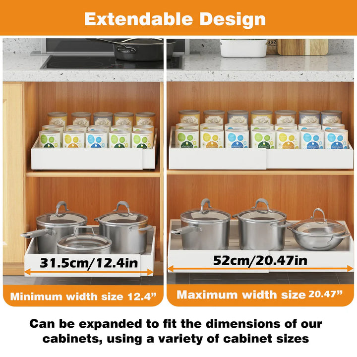 2 Pcs 31.5CM to 52CM pull out kitchen storage, cupboard pull out storage organiser - OneBag