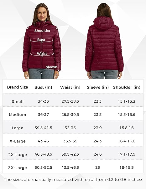 Women’s Warm Winter Packable Puffer Down Jacket Lightweight Size M - OneBag
