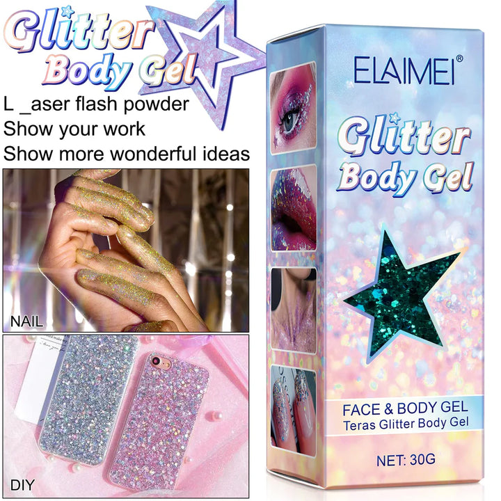 Body, Face, and Hair White Waterproof Glitter Gel, Holographic Mermaid Sequins Glitter - OneBag