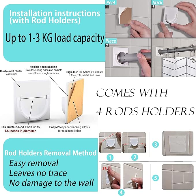 2 Pcs White Extendable Curtain Poles, No Drilling Spring Tension Rod, Adjustable Net Curtain Rods for Kitchen, Cupboard, Window, Bookshelf, Diameter: 13mm - OneBag