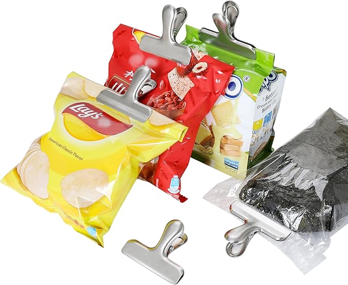 10 Pcs Stainless Steel Closure Clips, Metal Clips for Bags and Documents - OneBag