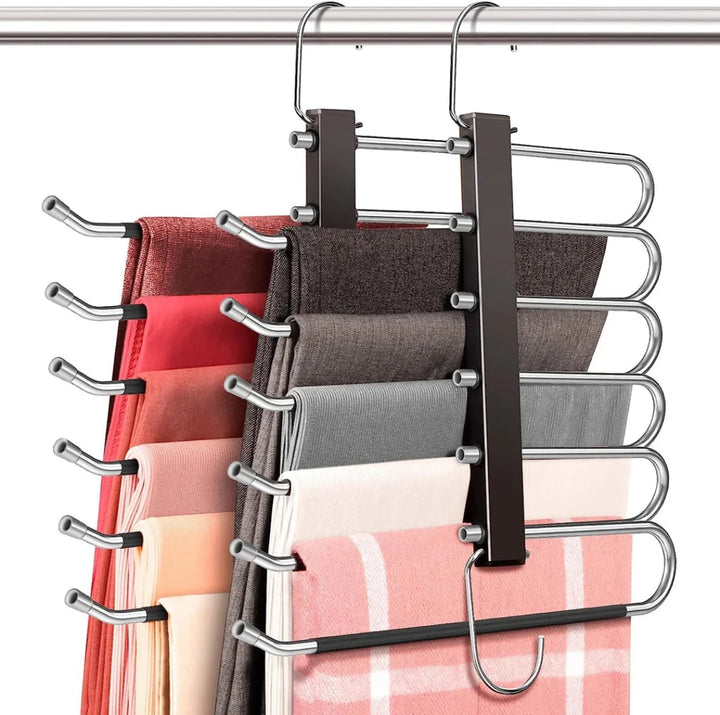2 Pcs Space Saving Stainless Steel Clothes Storage Organizer & Jeans Hangers for Closet - OneBag