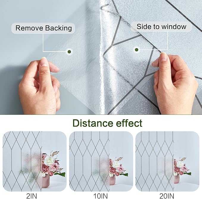 Frosted Window Film Privacy for Glass Windows, Self-Adhesive Window frosting Films Static Cling, No Glue Opaque Window Film Anti-UV - OneBag