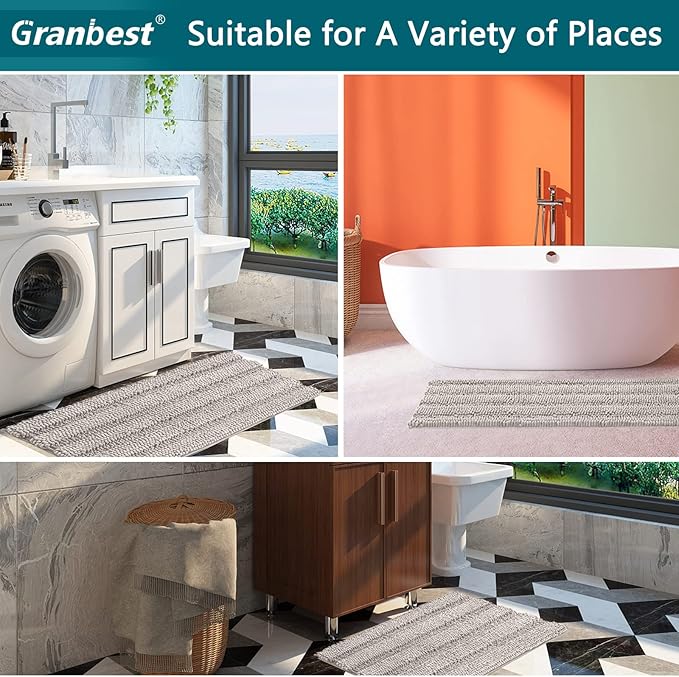 50x80cm Absorbent and Machine Washable bathroom Mat, Soft Plush Bath Rug, Bathroom Accessory - OneBag