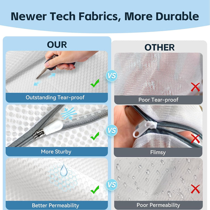 2 4 5 Pcs Mesh Laundry Bags, Travel Organiser, Closet Storage with Protective Zipper - OneBag